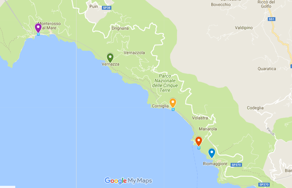 Cinque Terre villages Map - My Ticklefeet